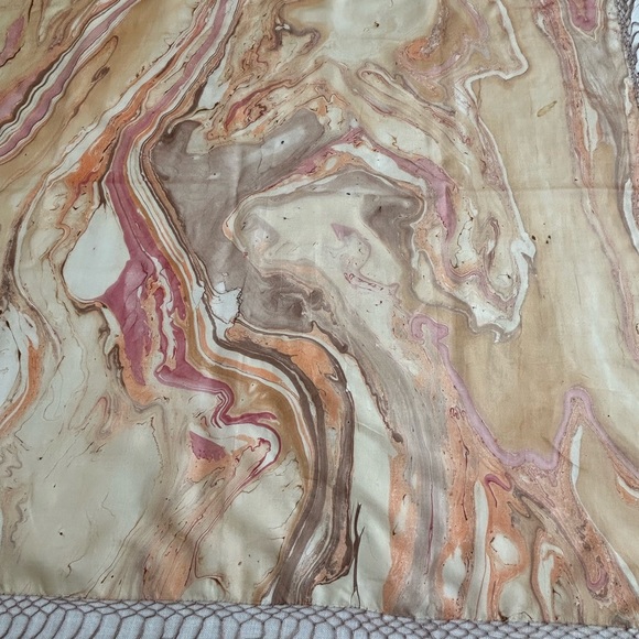 •Hand painted Handmade Silk Fringed Boho Scarf Wrap NWOT 41”x42” Made in India - Picture 13 of 14